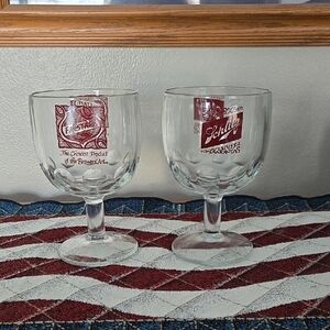 Schlitz and Falstaff Clear Glass Goblet Set